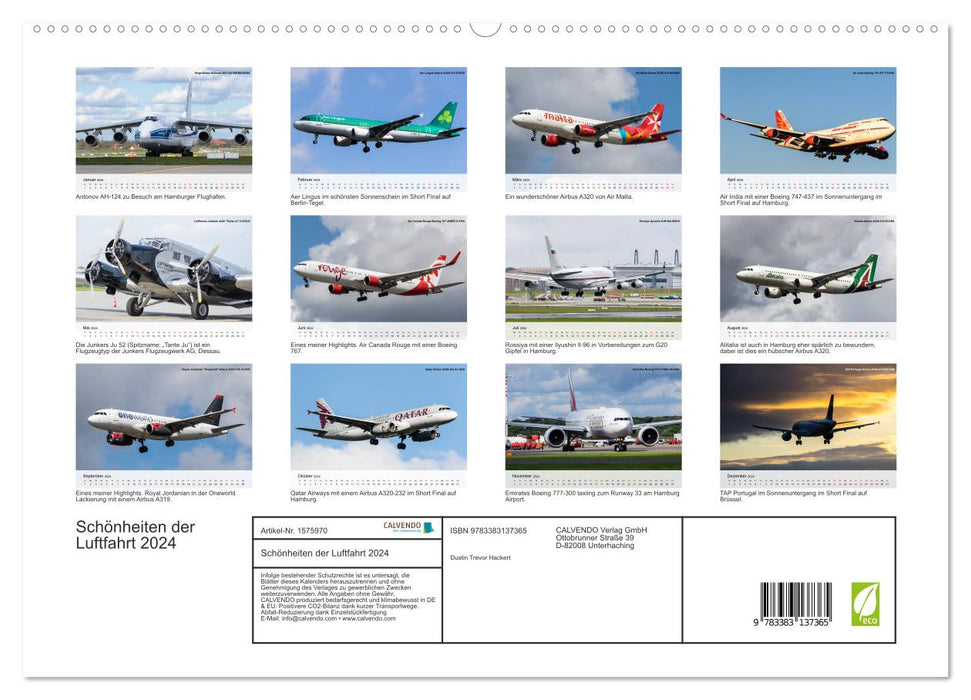 Schönheiten der Luftfahrt 2024 (CALVENDO Premium Wandkalender 2024)