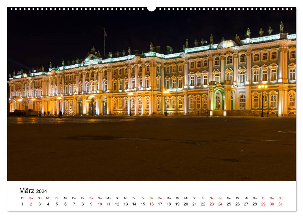 Saint-Pétersbourg la nuit (calendrier mural CALVENDO 2024) 