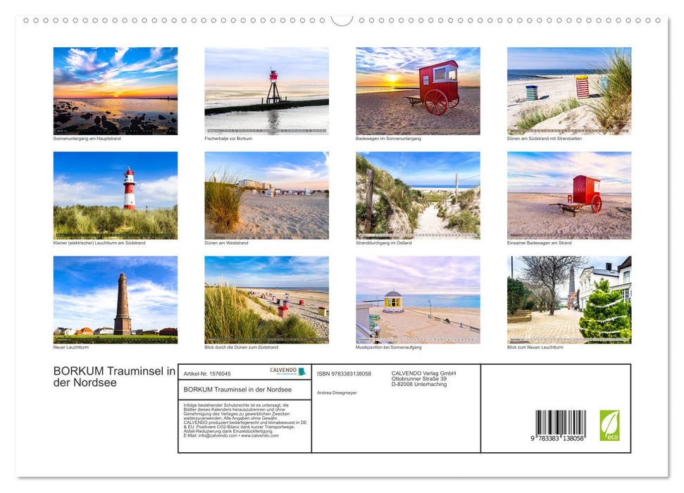 BORKUM dream island in the North Sea (CALVENDO Premium Wall Calendar 2024) 
