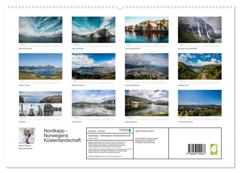 Nordkapp - Paysage côtier de la Norvège (Calvendo Premium Wall Calendar 2024) 