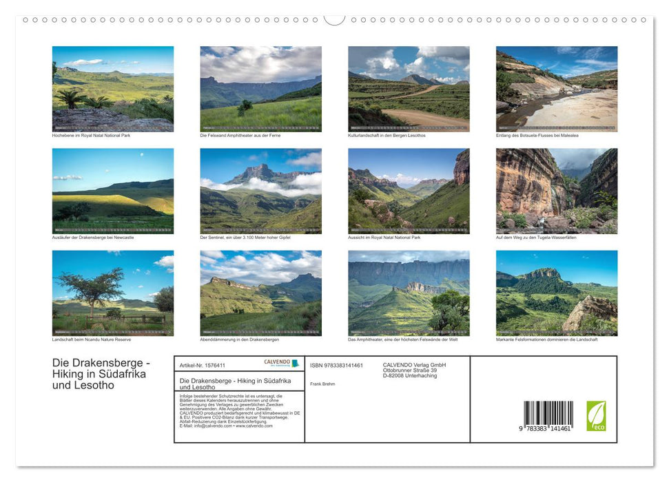 Die Drakensberge - Hiking in Südafrika und Lesotho (CALVENDO Premium Wandkalender 2024)