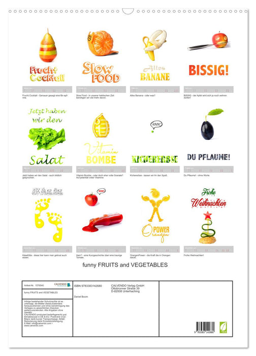 funny FRUITS and VEGETABLES - lustiges Obst und Gemüse (CALVENDO Wandkalender 2024)