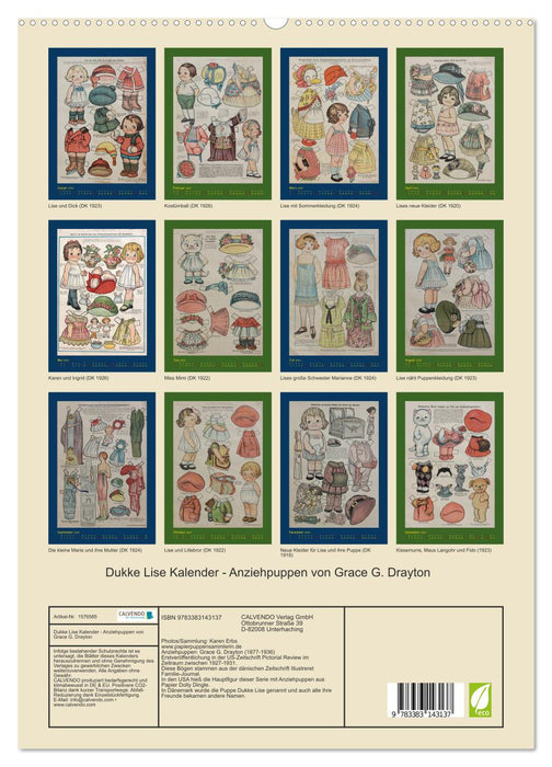 Dukke Lise Kalender - Anziehpuppen aus Papier (CALVENDO Premium Wandkalender 2024)