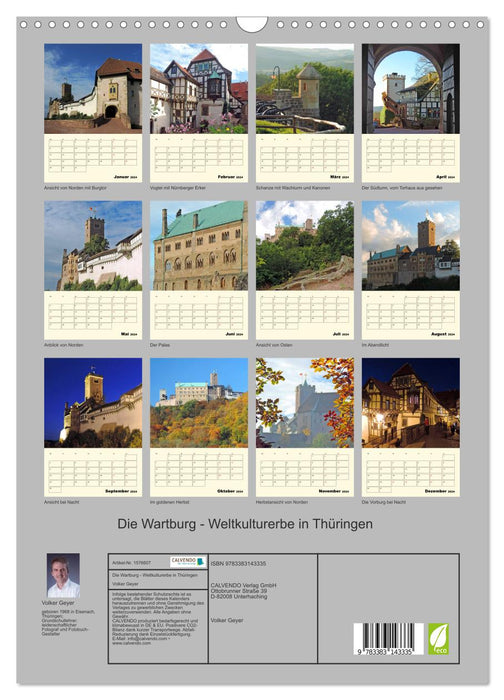 Die Wartburg - Weltkulturerbe in Thüringen (CALVENDO Wandkalender 2024)