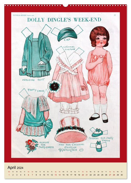 Dolly Dingle Kalender - Anziehpuppen von Grace G. Drayton (CALVENDO Premium Wandkalender 2024)