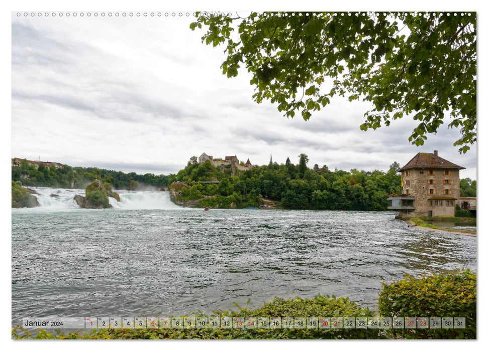 Der Rheinfall - Ein Spaziergang um das gigantische Naturschauspiel (CALVENDO Premium Wandkalender 2024)