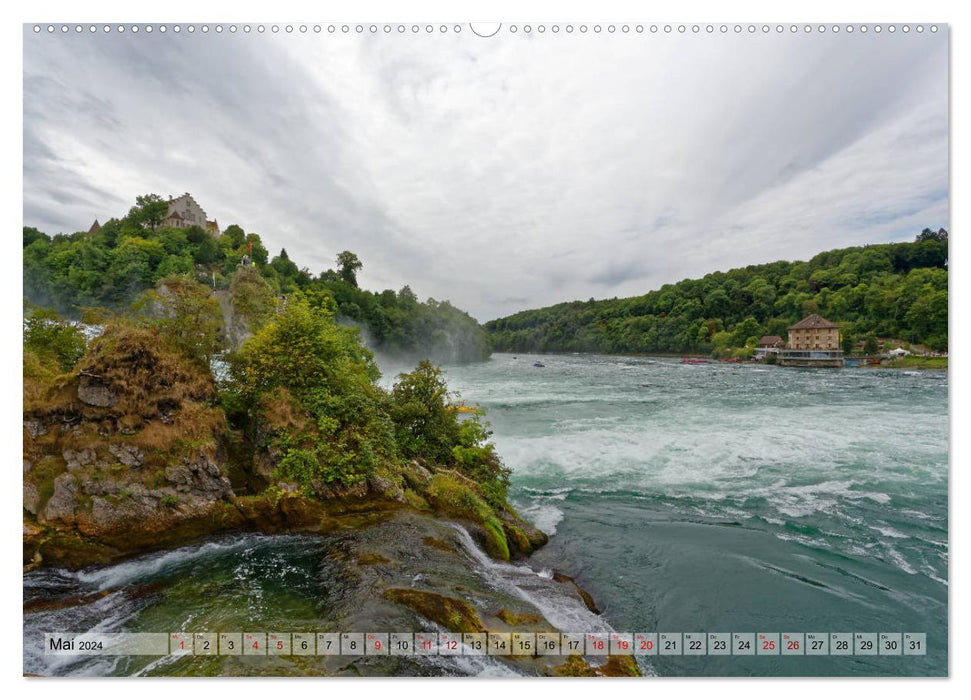 Der Rheinfall - Ein Spaziergang um das gigantische Naturschauspiel (CALVENDO Premium Wandkalender 2024)