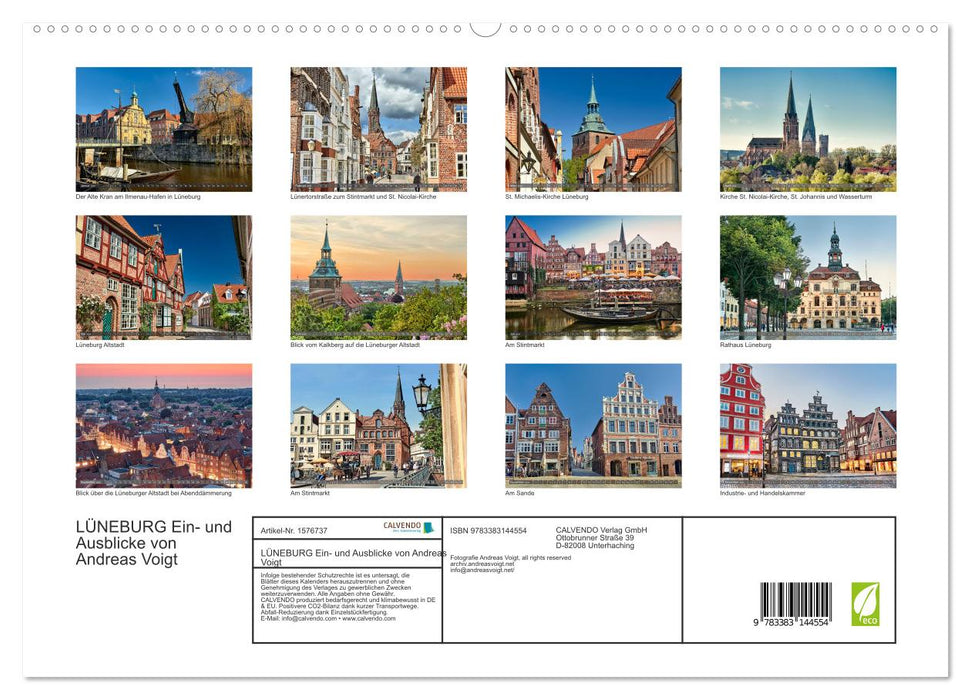 LÜNEBURG insights and outlook from Andreas Voigt (CALVENDO Premium Wall Calendar 2024) 