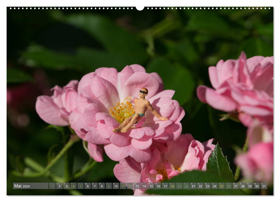 Miniaturfiguren in der Makrowelt ...ganz groß im Garten (CALVENDO Wandkalender 2024)