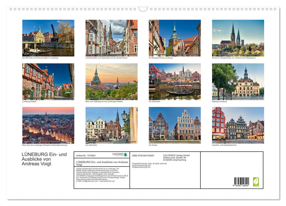 LÜNEBURG aperçus et perspectives d'Andreas Voigt (calendrier mural CALVENDO 2024) 