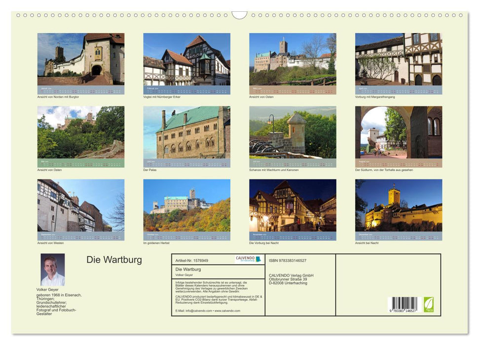 Die Wartburg - Weltkulturerbe im Herzen Deutschlands (CALVENDO Wandkalender 2024)