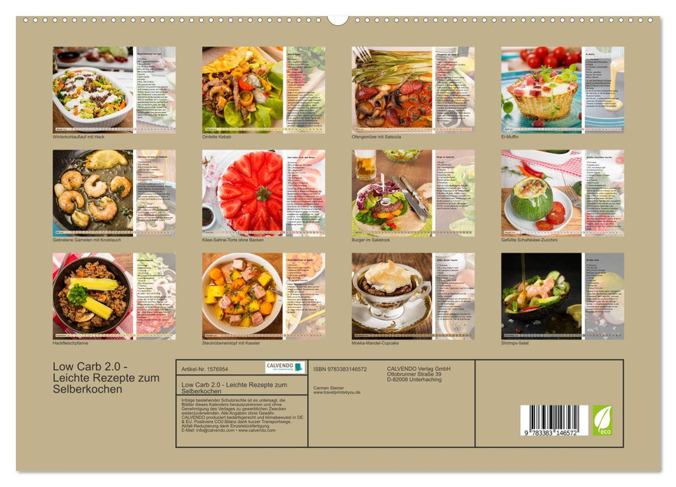 Low Carb 2.0 - Easy recipes to cook yourself (CALVENDO Premium Wall Calendar 2024) 