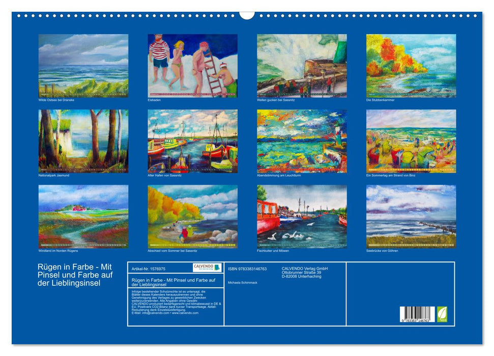 Rügen en couleur - Avec pinceau et peinture sur votre île préférée (calendrier mural CALVENDO 2024) 