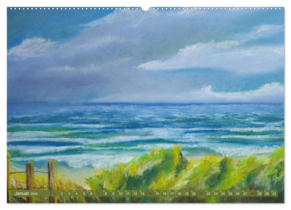 Rügen in color - With brush and paint on your favorite island (CALVENDO wall calendar 2024) 