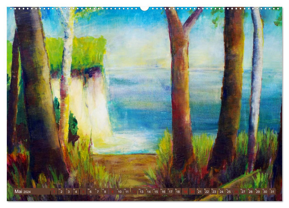 Rügen en couleur - Avec pinceau et peinture sur votre île préférée (calendrier mural CALVENDO 2024) 