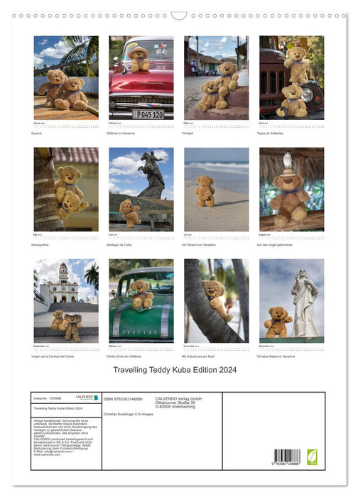 Traveling Teddy Cuba Edition 2024 (CALVENDO Wall Calendar 2024) 