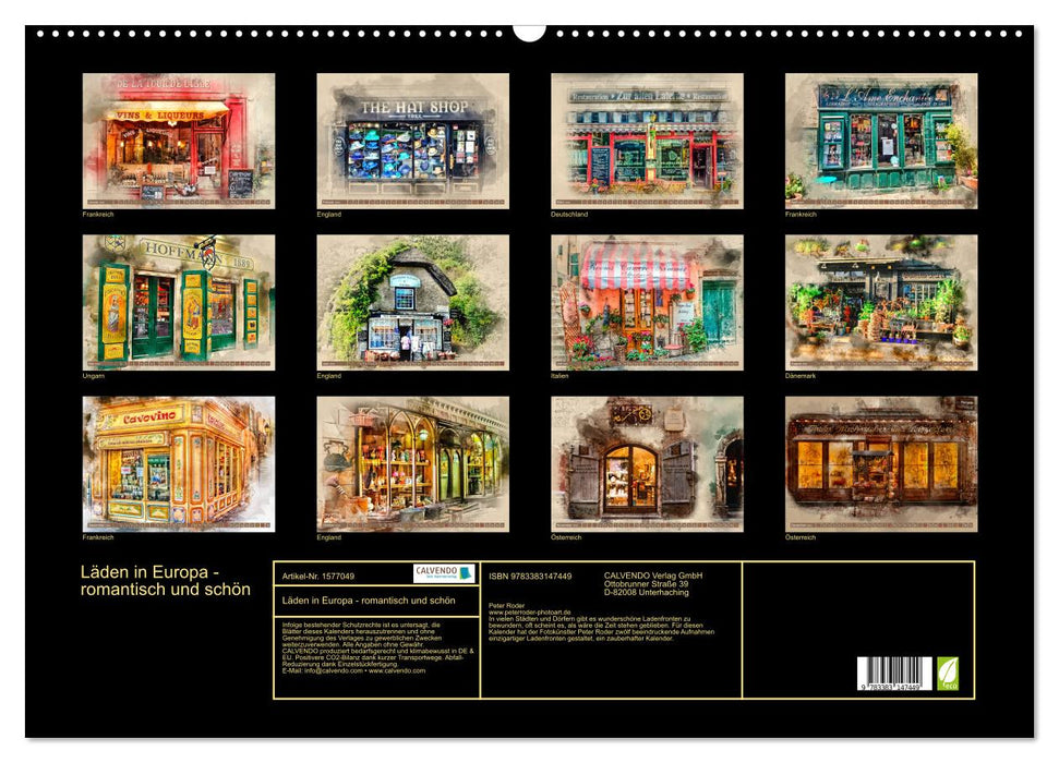 Magasins en Europe - romantiques et beaux (calendrier mural CALVENDO 2024) 