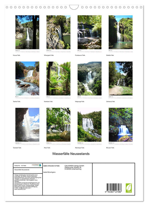 Waterfalls of New Zealand (CALVENDO wall calendar 2024) 