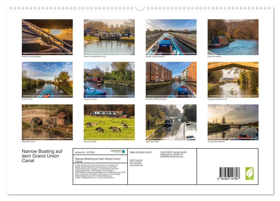 Narrow Boating on the Grand Union Canal (CALVENDO Premium Wall Calendar 2024) 