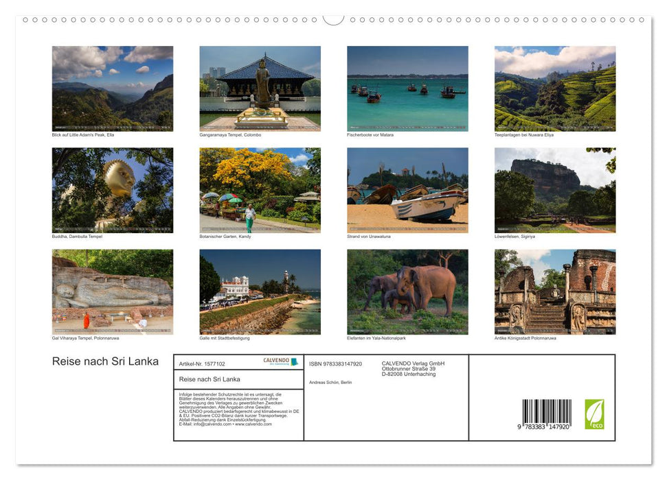 Reise nach Sri Lanka (CALVENDO Premium Wandkalender 2024)