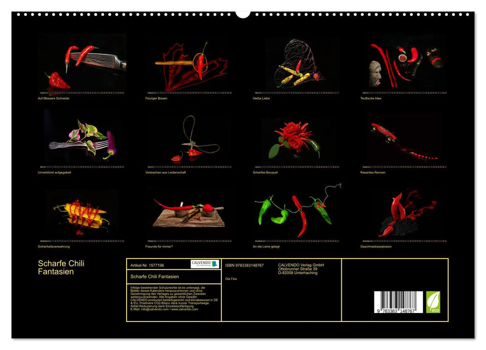 Scharfe Chili Fantasien - Creative Food Design (CALVENDO Premium Wandkalender 2024)