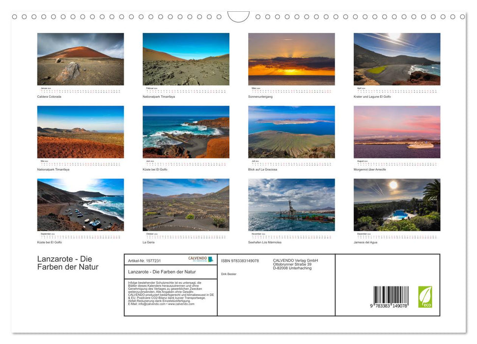 Lanzarote - Die Farben der Natur (CALVENDO Wandkalender 2024)