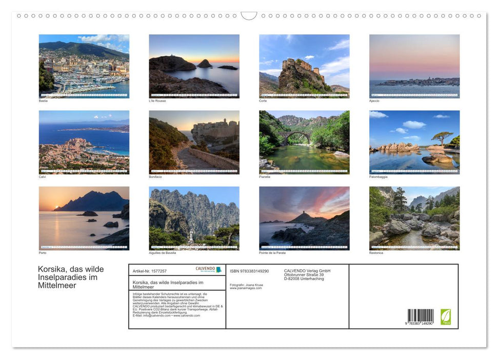 Corsica, the wild island paradise in the Mediterranean (CALVENDO wall calendar 2024) 