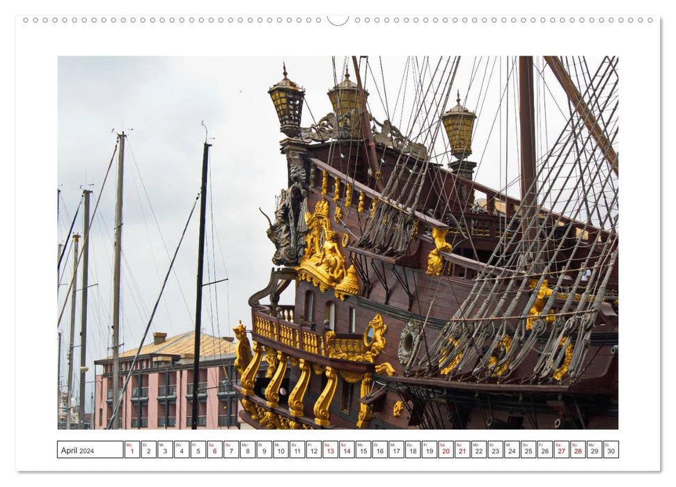 Im Hafen von Genua (CALVENDO Premium Wandkalender 2024)