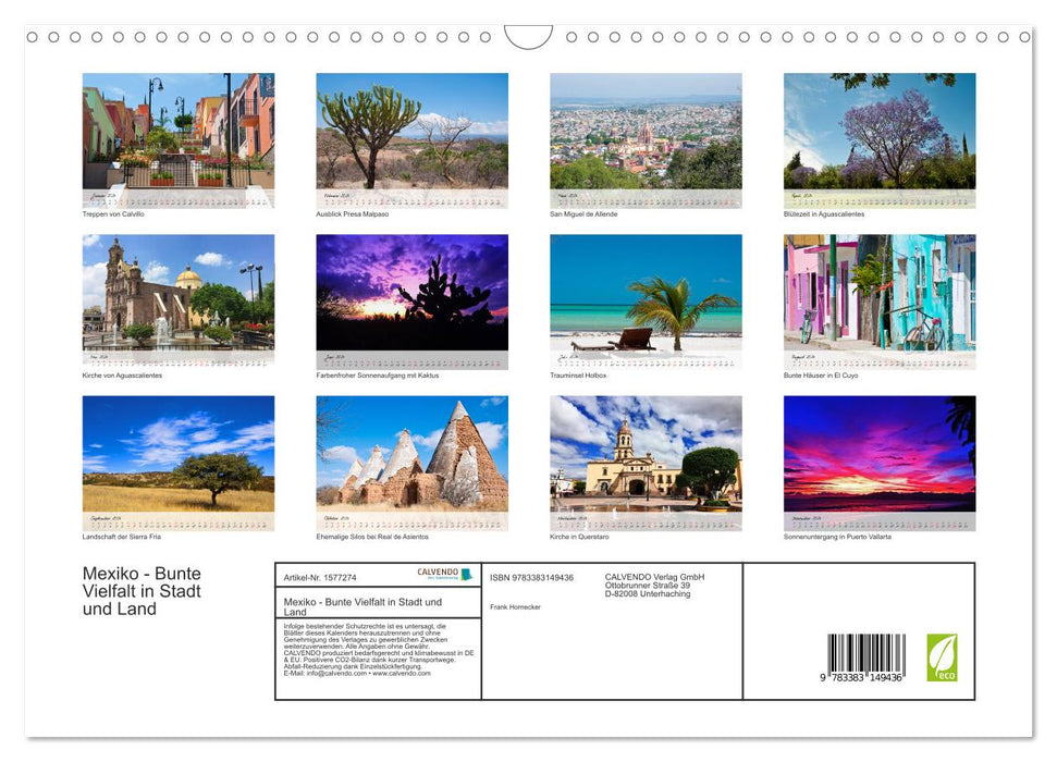 Mexico - Colorful diversity in city and country (CALVENDO wall calendar 2024) 