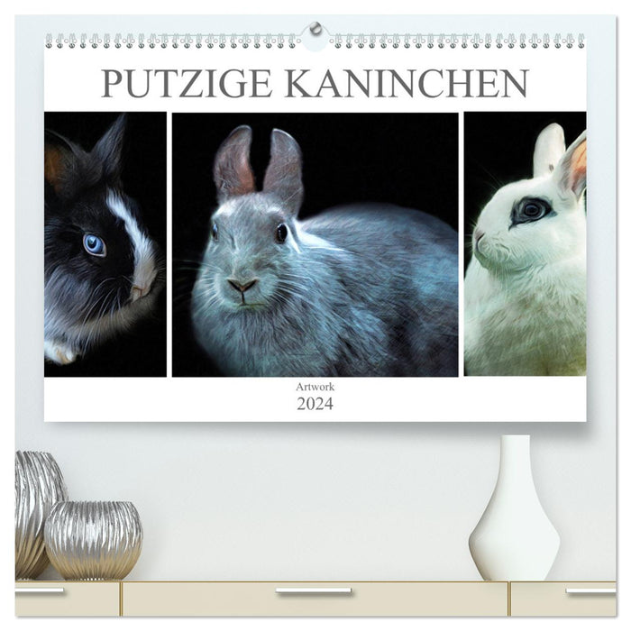 Putzige Kaninchen - Artwork (CALVENDO Premium Wandkalender 2024)