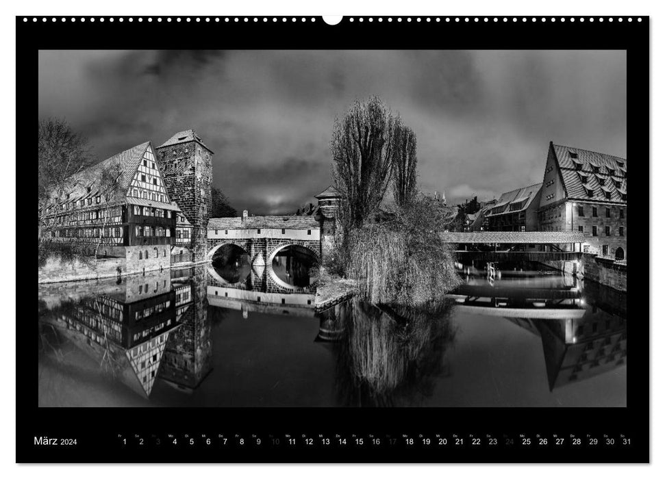 Nuremberg - views in black and white (CALVENDO Premium Wall Calendar 2024) 