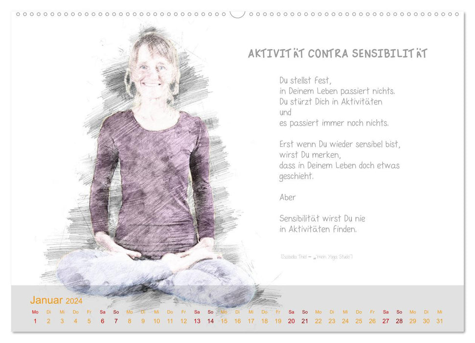 Inspirations YOGA avec des textes à méditer (Calendrier mural CALVENDO Premium 2024) 