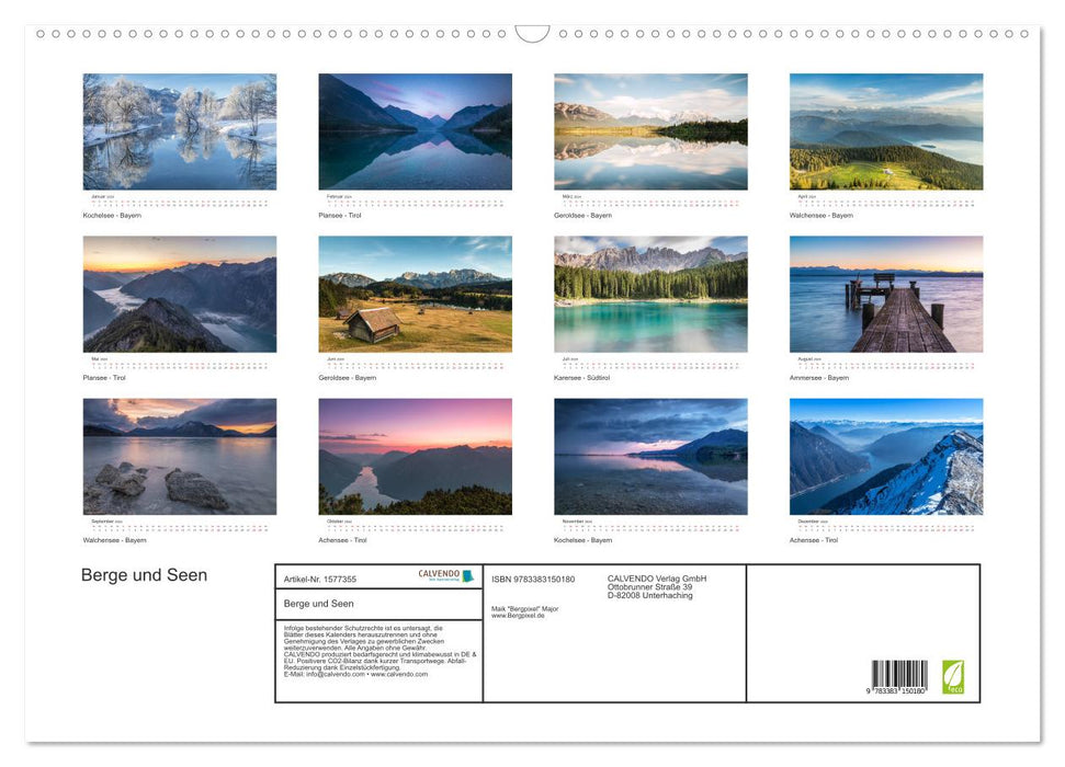 Berge und Seen - Die Perlen der Natur (CALVENDO Wandkalender 2024)