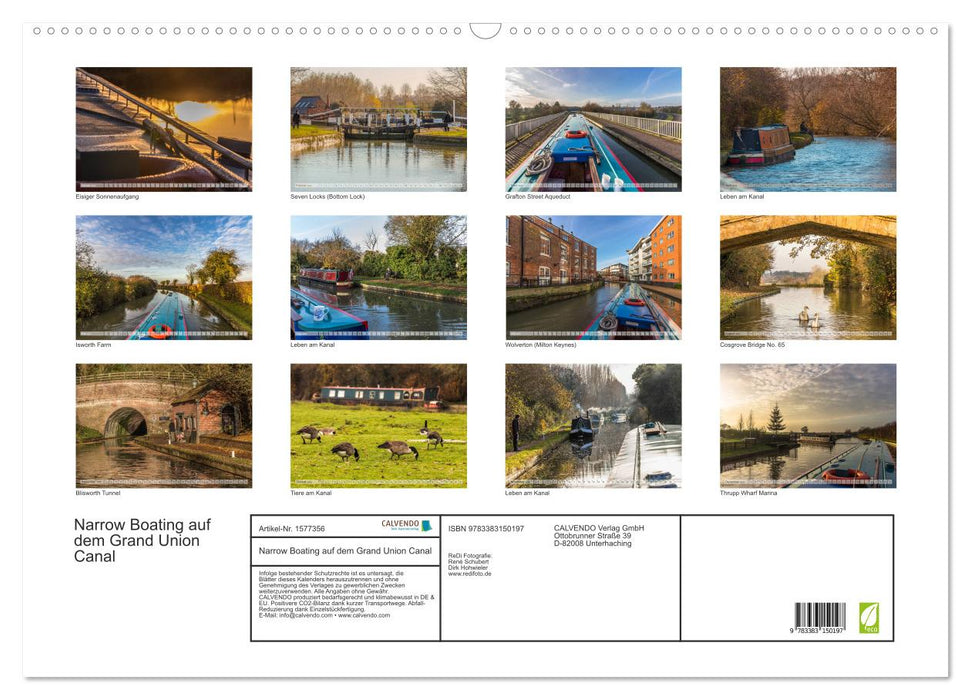 Narrow Boating on the Grand Union Canal (CALVENDO Wall Calendar 2024) 