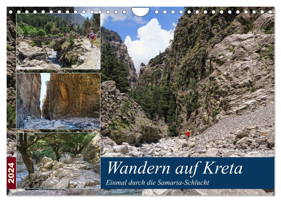 Wandern auf Kreta - Einmal durch die Samaria-Schlucht (CALVENDO Wandkalender 2024)