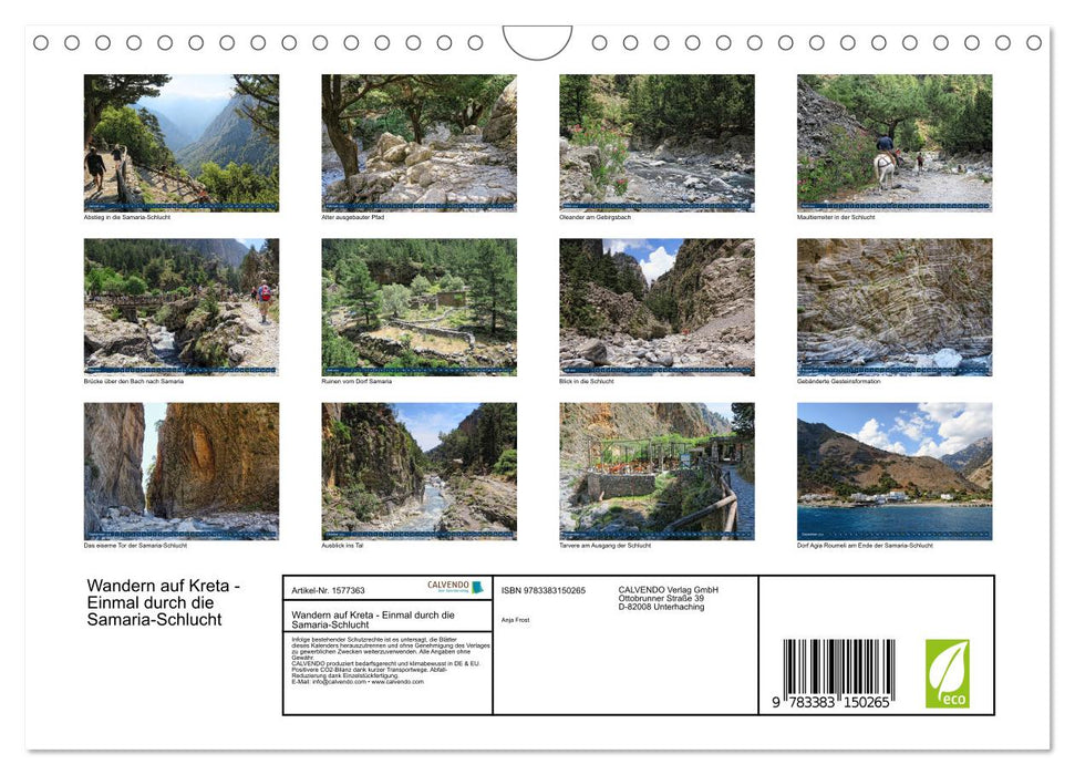 Hiking in Crete - Once through the Samaria Gorge (CALVENDO wall calendar 2024) 