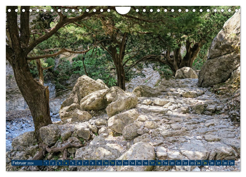 Wandern auf Kreta - Einmal durch die Samaria-Schlucht (CALVENDO Wandkalender 2024)