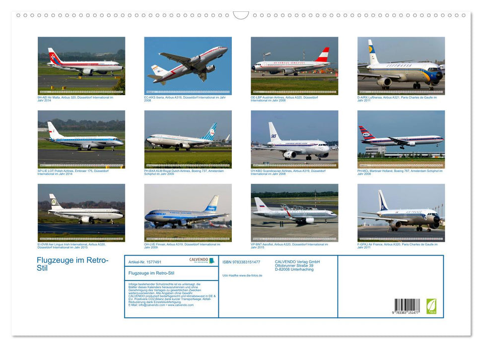 Flugzeuge im Retro-Stil (CALVENDO Wandkalender 2024)