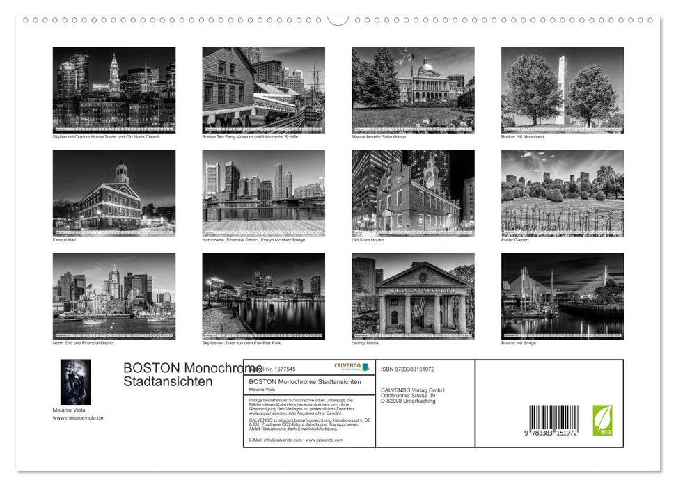 BOSTON Monochrome Stadtansichten (CALVENDO Premium Wandkalender 2024)