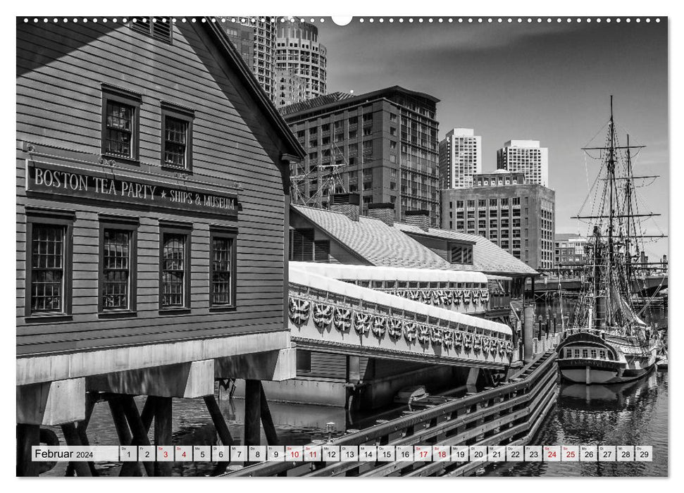BOSTON Monochrome Stadtansichten (CALVENDO Premium Wandkalender 2024)