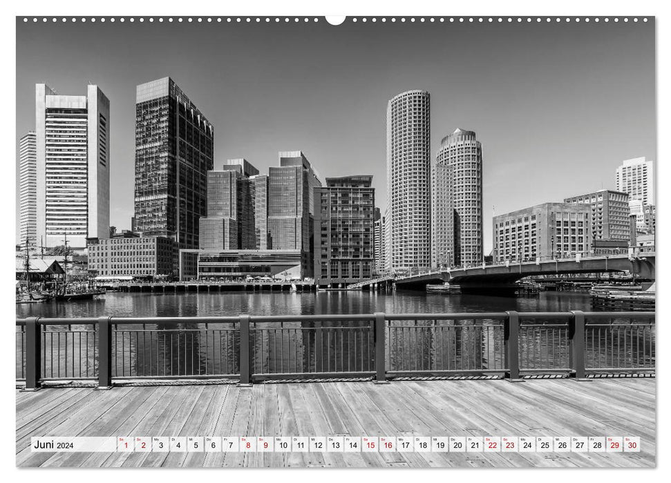 BOSTON Monochrome Stadtansichten (CALVENDO Premium Wandkalender 2024)