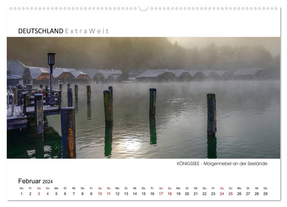 White-blue impressions of KÖNIGSSEE panoramic pictures (CALVENDO Premium Wall Calendar 2024) 