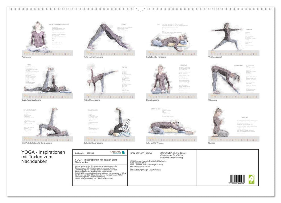 YOGA Inspirationen mit Texten zum Nachdenken (CALVENDO Wandkalender 2024)