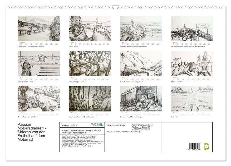 Passion for motorcycling - sketches of freedom on the motorcycle (CALVENDO wall calendar 2024) 