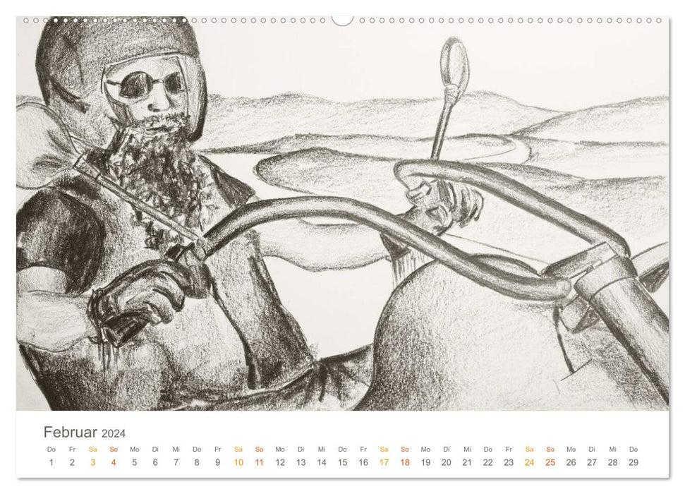 Passion for motorcycling - sketches of freedom on the motorcycle (CALVENDO wall calendar 2024) 