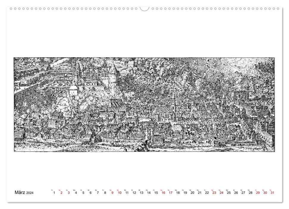 Heidelberg – Kupferstiche von Matthäus Merian d. Ä. (1593-1650) (CALVENDO Premium Wandkalender 2024)