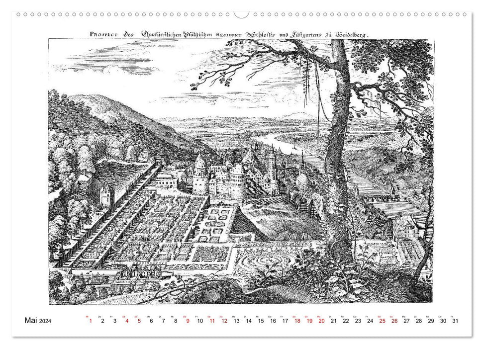 Heidelberg – Kupferstiche von Matthäus Merian d. Ä. (1593-1650) (CALVENDO Premium Wandkalender 2024)