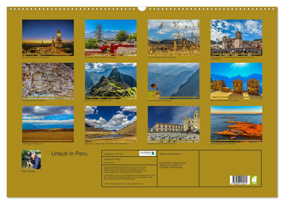 Vacation in Peru (CALVENDO wall calendar 2024) 