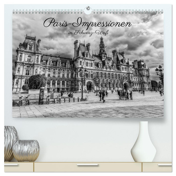 Paris-Impressionen in Schwarz-Weiß (CALVENDO Premium Wandkalender 2024)