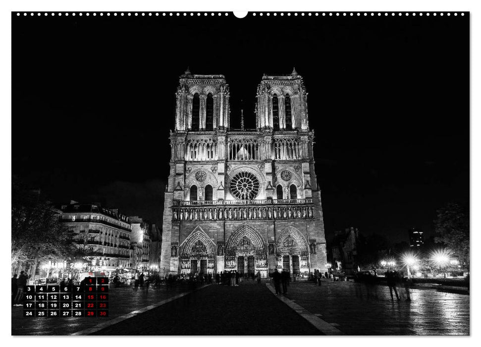 Paris-Impressionen in Schwarz-Weiß (CALVENDO Premium Wandkalender 2024)